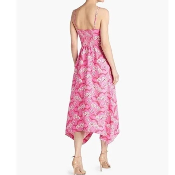 A.L.C. Marissa Shark Bite Hem Silk & Linen Dress Pink Barbiecore size 14 - Picture 7 of 10